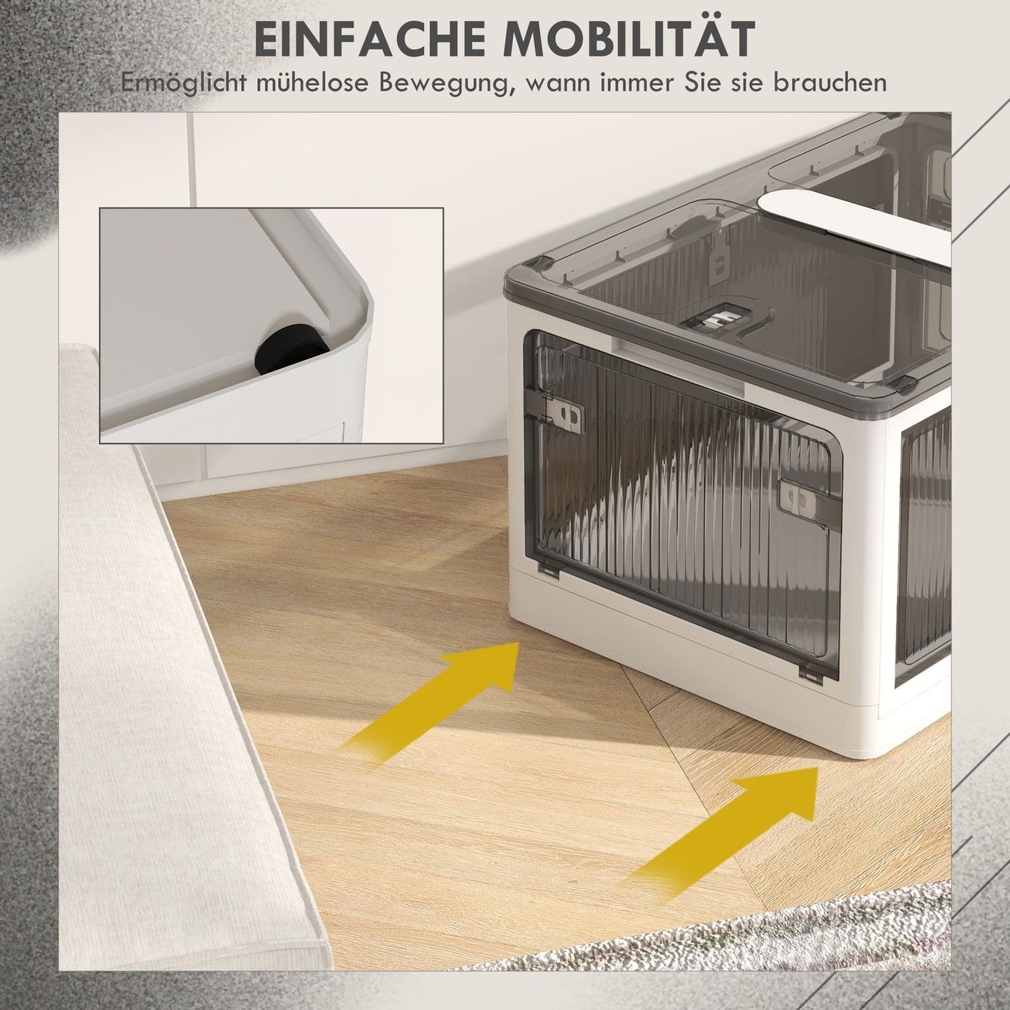 Stackable 69L storage box with wheels - White