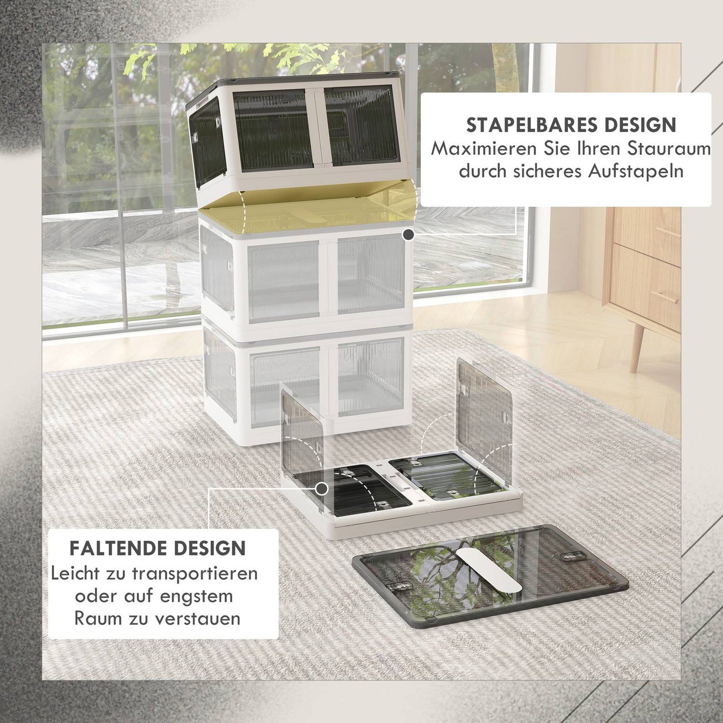 Stackable 69L storage box with wheels - White