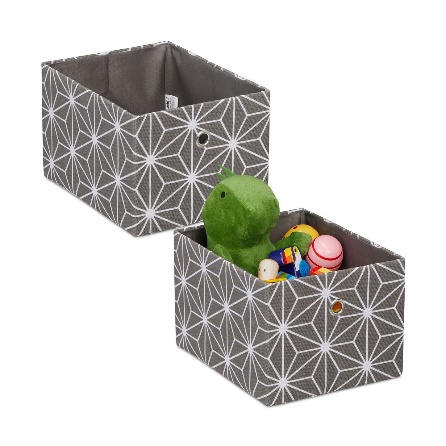 Storage Box Set of 2 – Grey Fabric Organizers