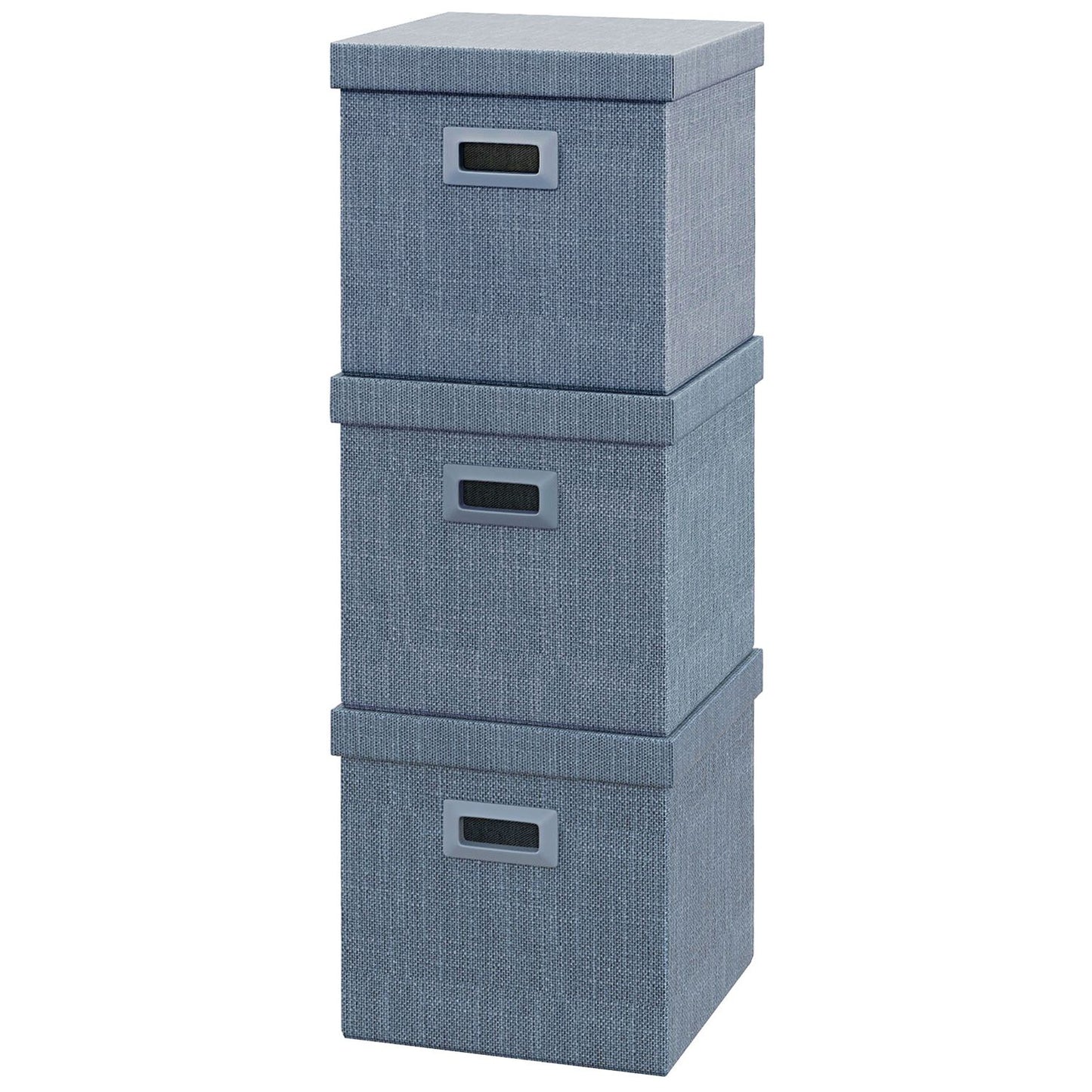 Stackable blue storage cubes Set of 3, foldable - 30x30x29 cm
