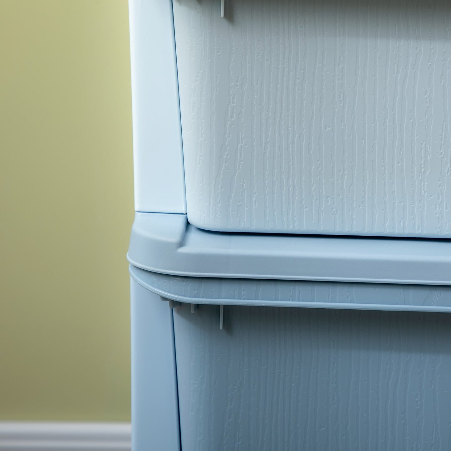 Blue storage boxes for children with lid and drawer
