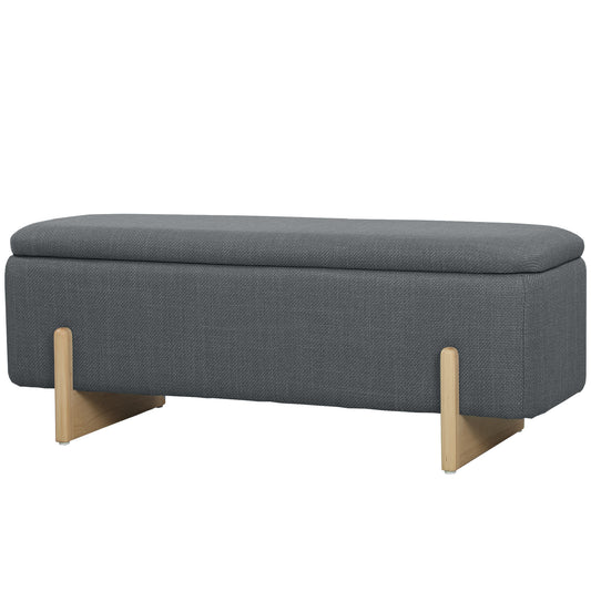 Storage Ottoman Bench, Foam Cushion, Dark Grey, 111x44x44.5 cm