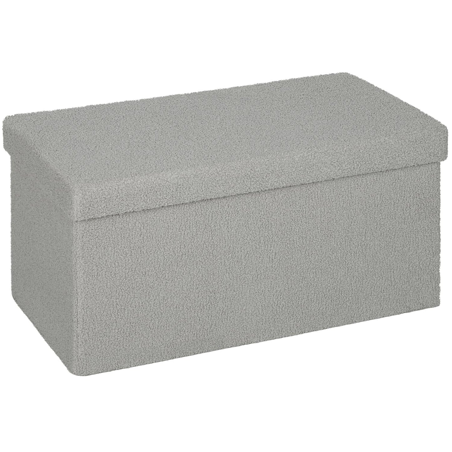 Storage Ottoman, Upholstered Bench with Lid, Light Gray