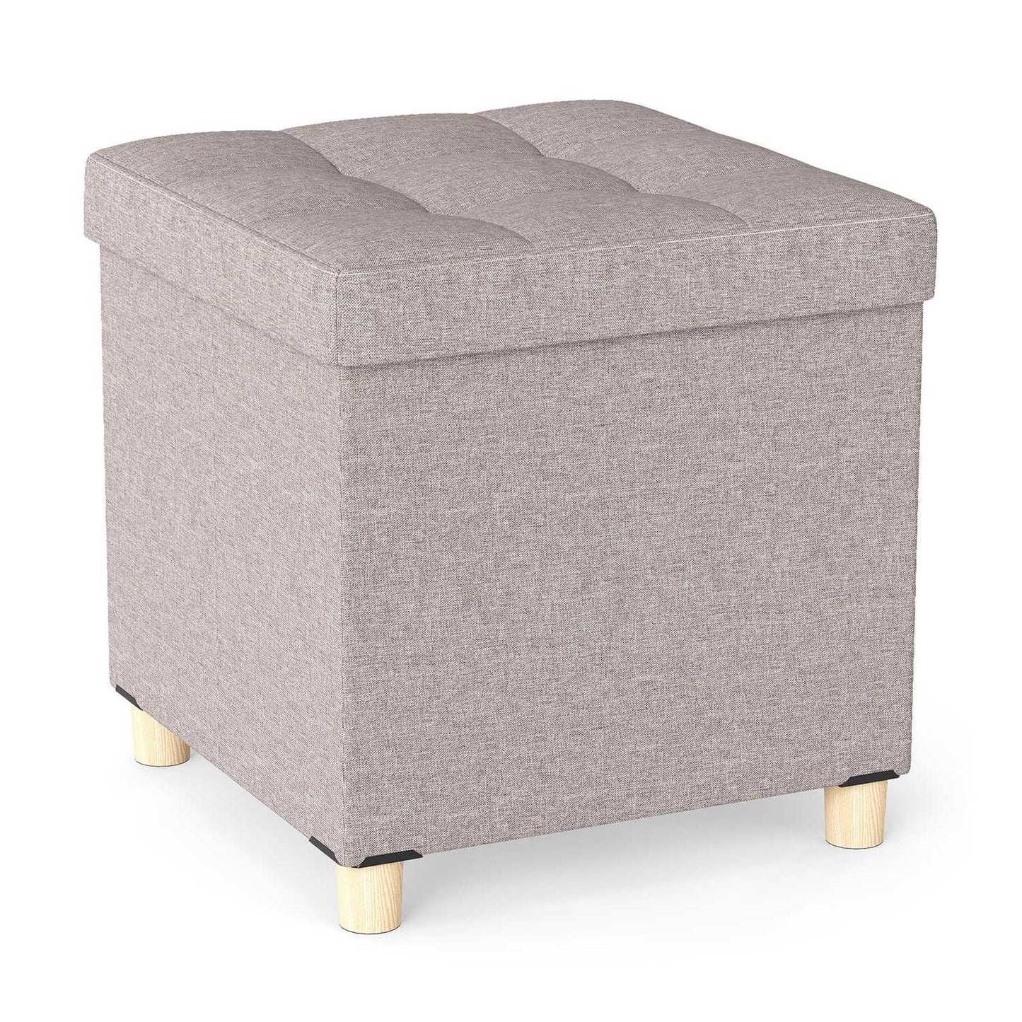 Storage Ottoman with Linen Fabric, 53.5L, Beige, 45cm