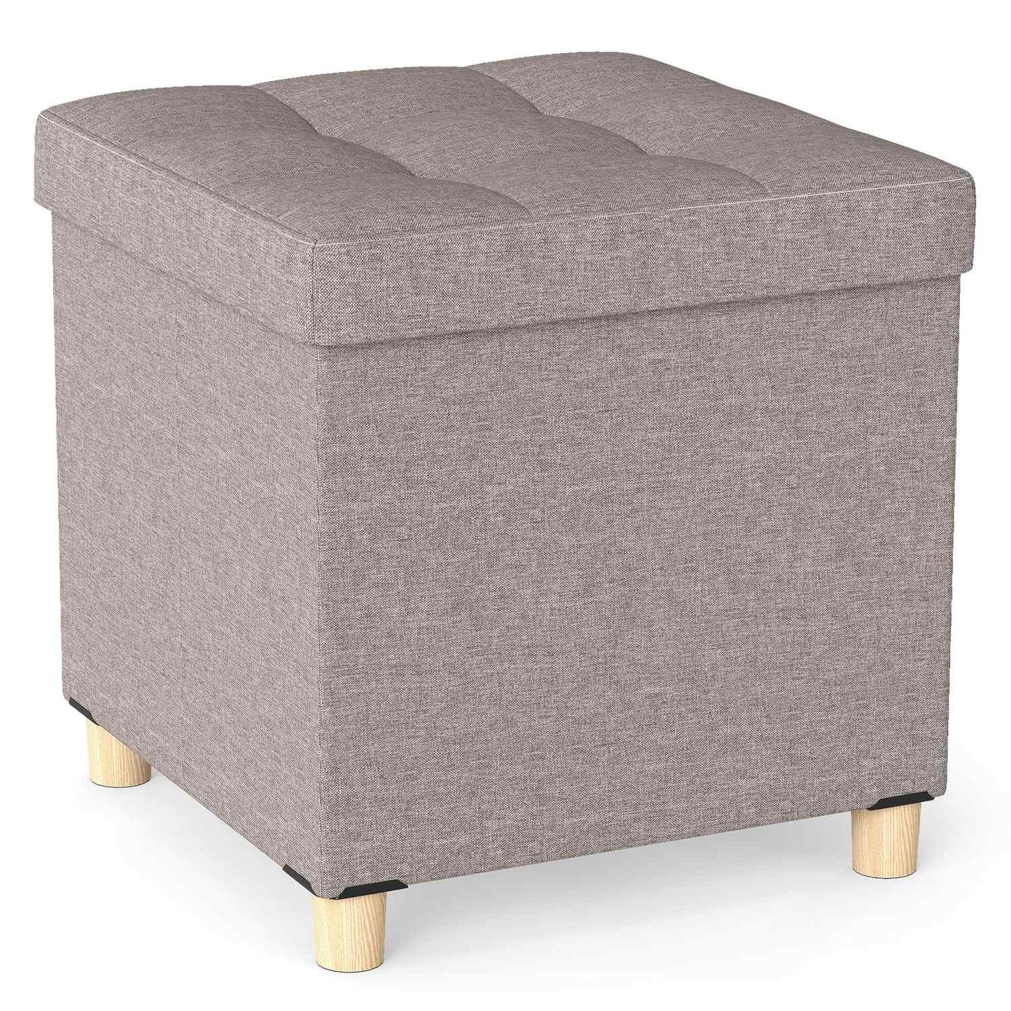 Storage Ottoman with Linen Fabric, 53.5L, Grey, 45x45x45 cm