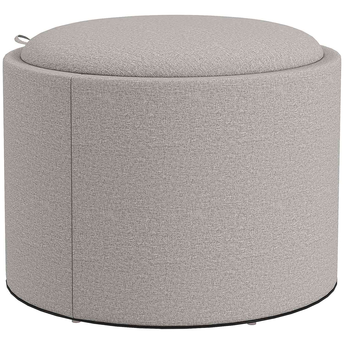 Storage Ottoman with Tray, Light Grey, Linen Look, 56x56x42 cm