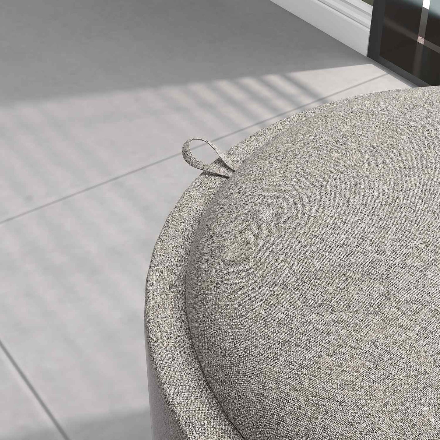 Storage Ottoman with Tray, Light Grey, Linen Look, 56x56x42 cm