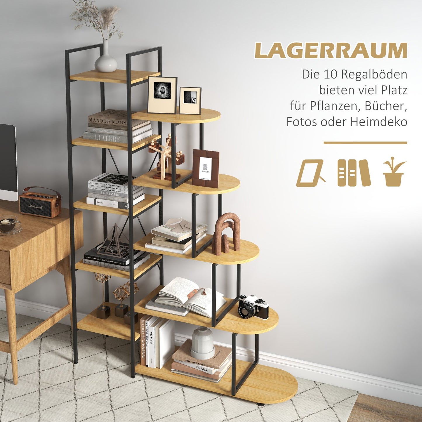 Industrial 5-tier storage shelf with anti-tilt for the home