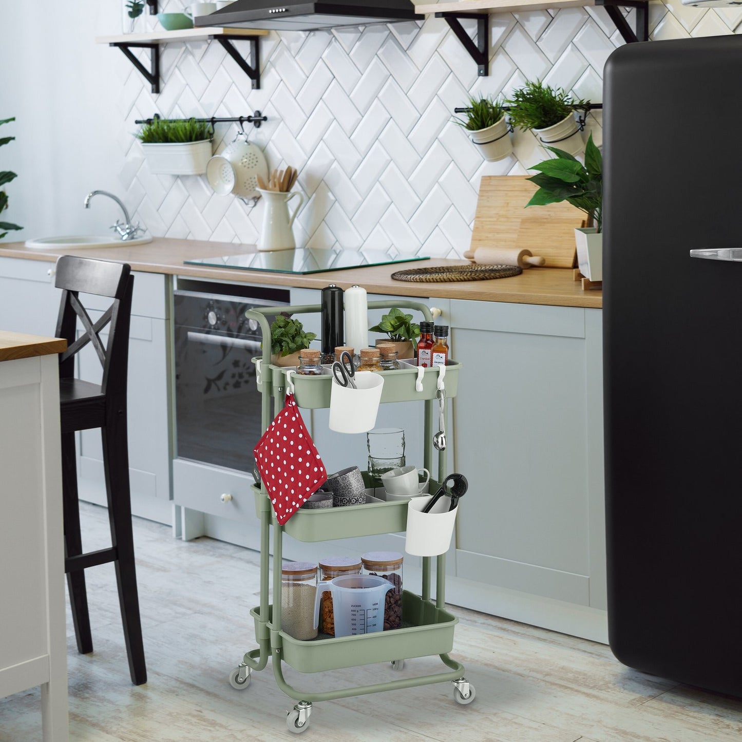 Storage Trolley with Felt Inserts and Accessories