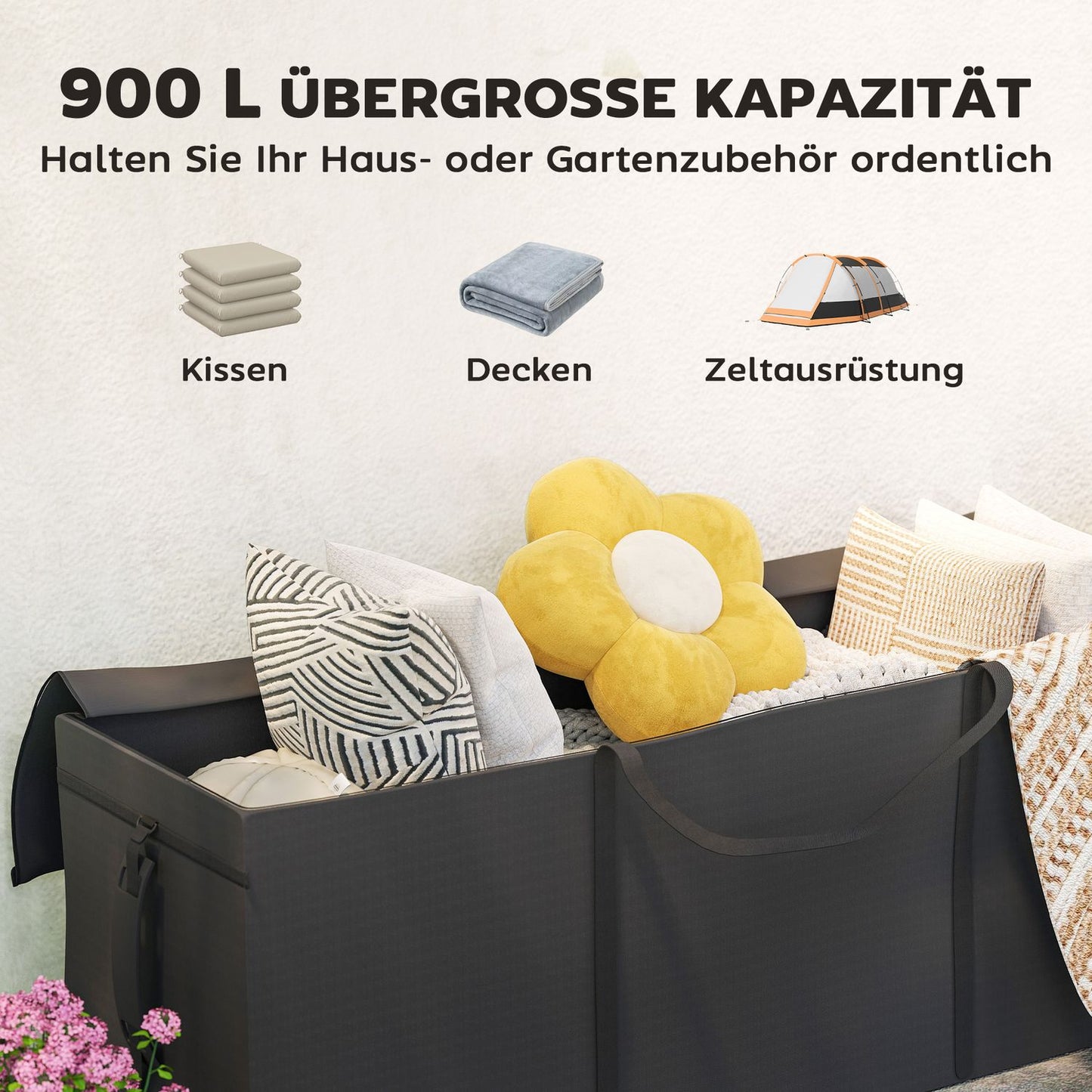 Waterproof storage bag for garden cushions, 200 x 60 x 75 cm