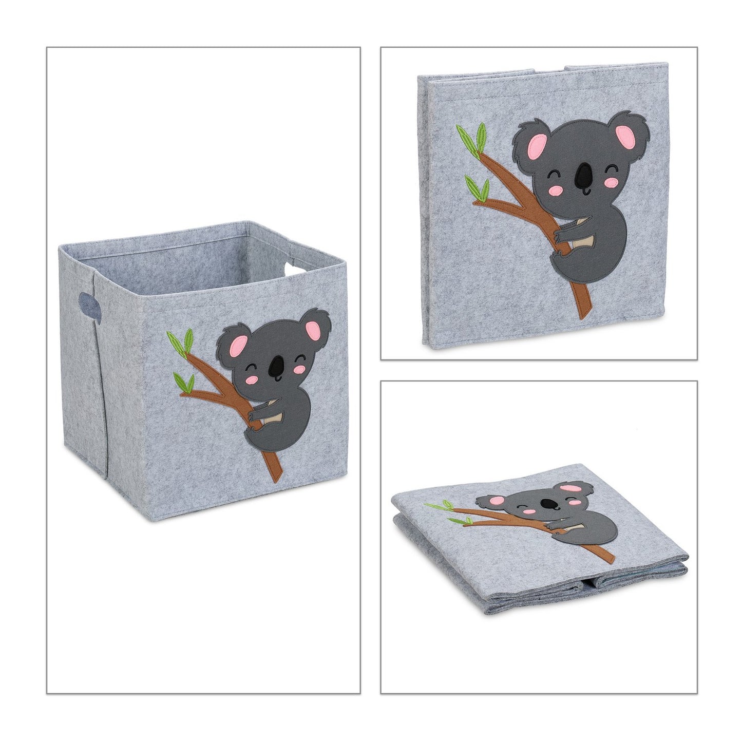 Storage basket in felt with animal motifs