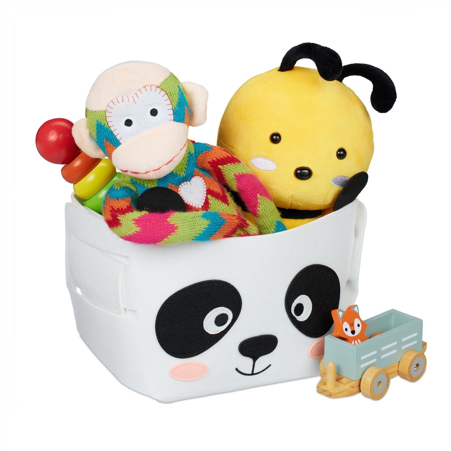 Storage basket in felt with animal motifs