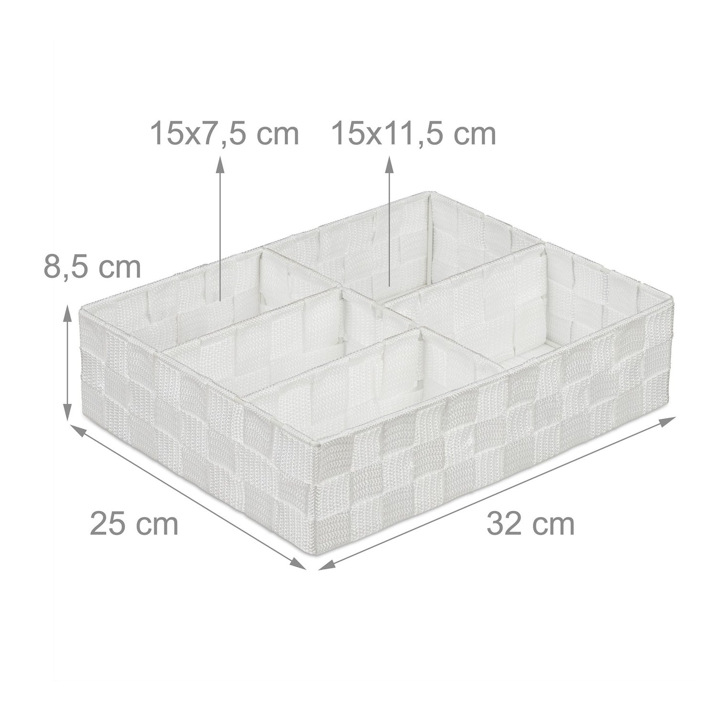 Storage basket with 5 compartments