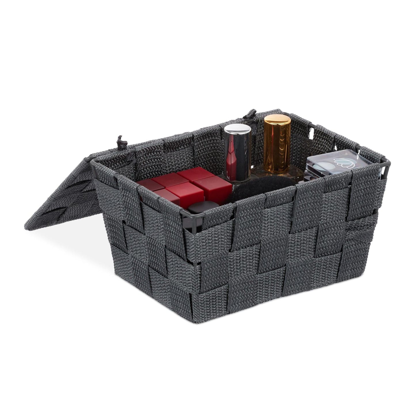 Storage basket with lid