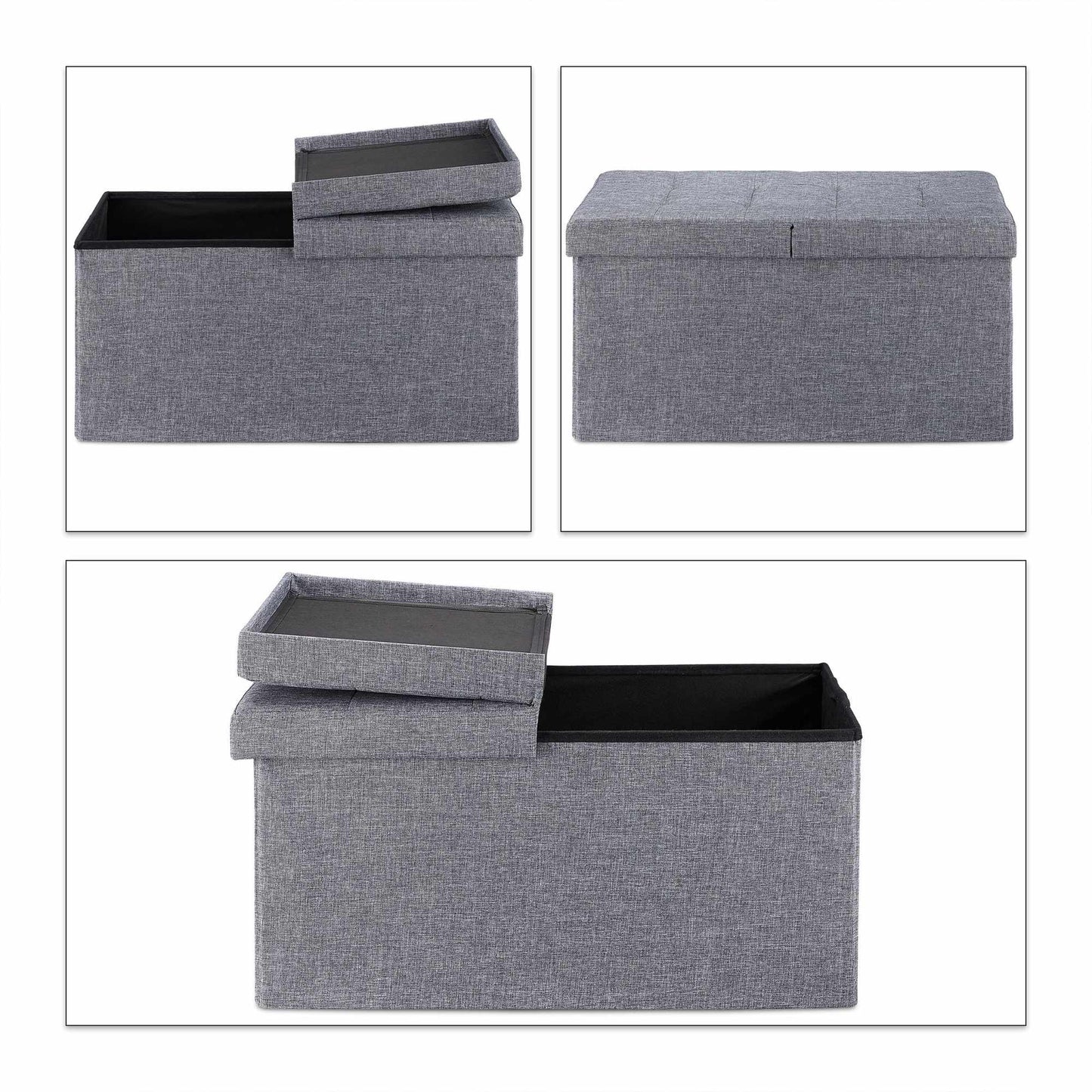 Storage bench with hinged lid