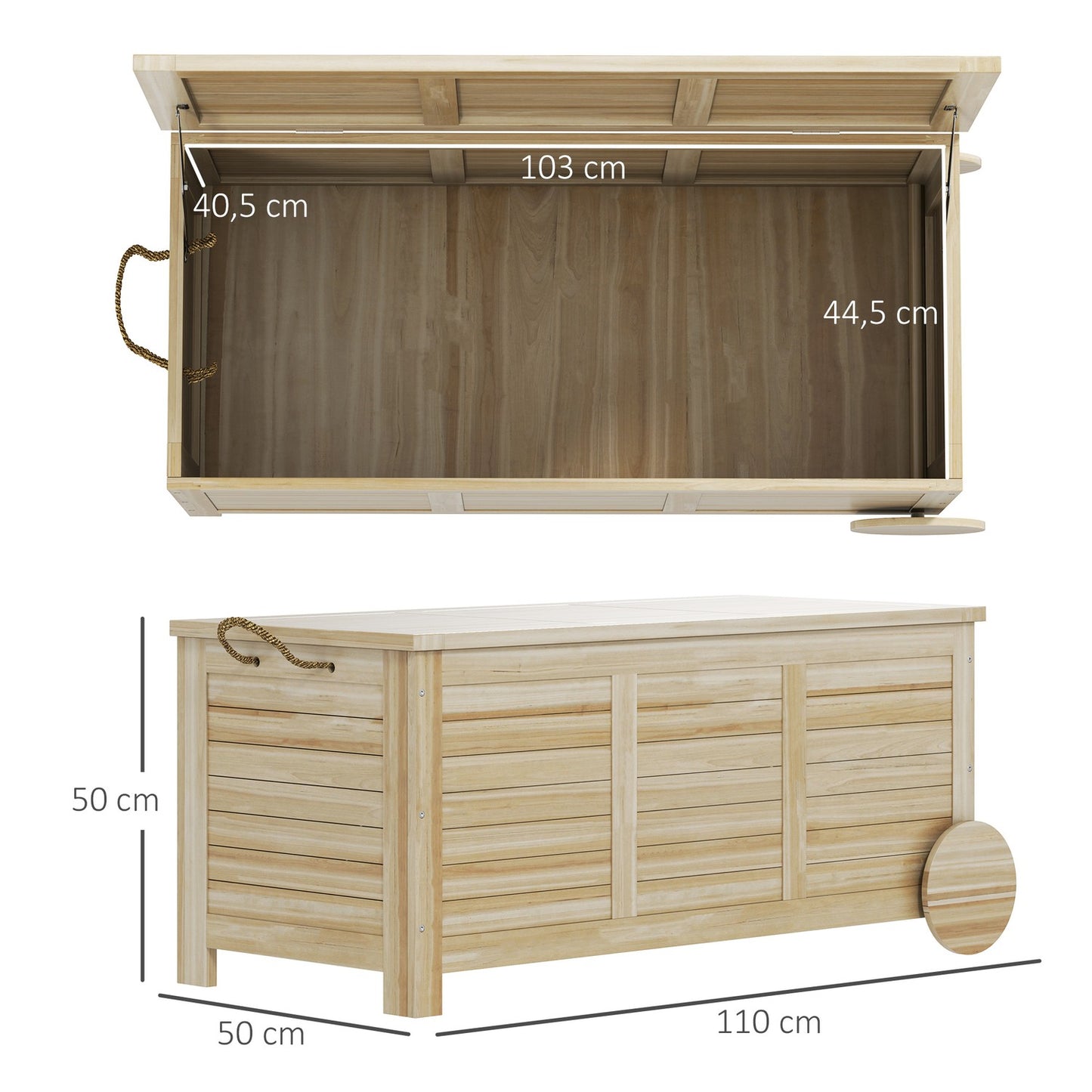 Waterproof outdoor storage box 185L, Wood, UV resistant