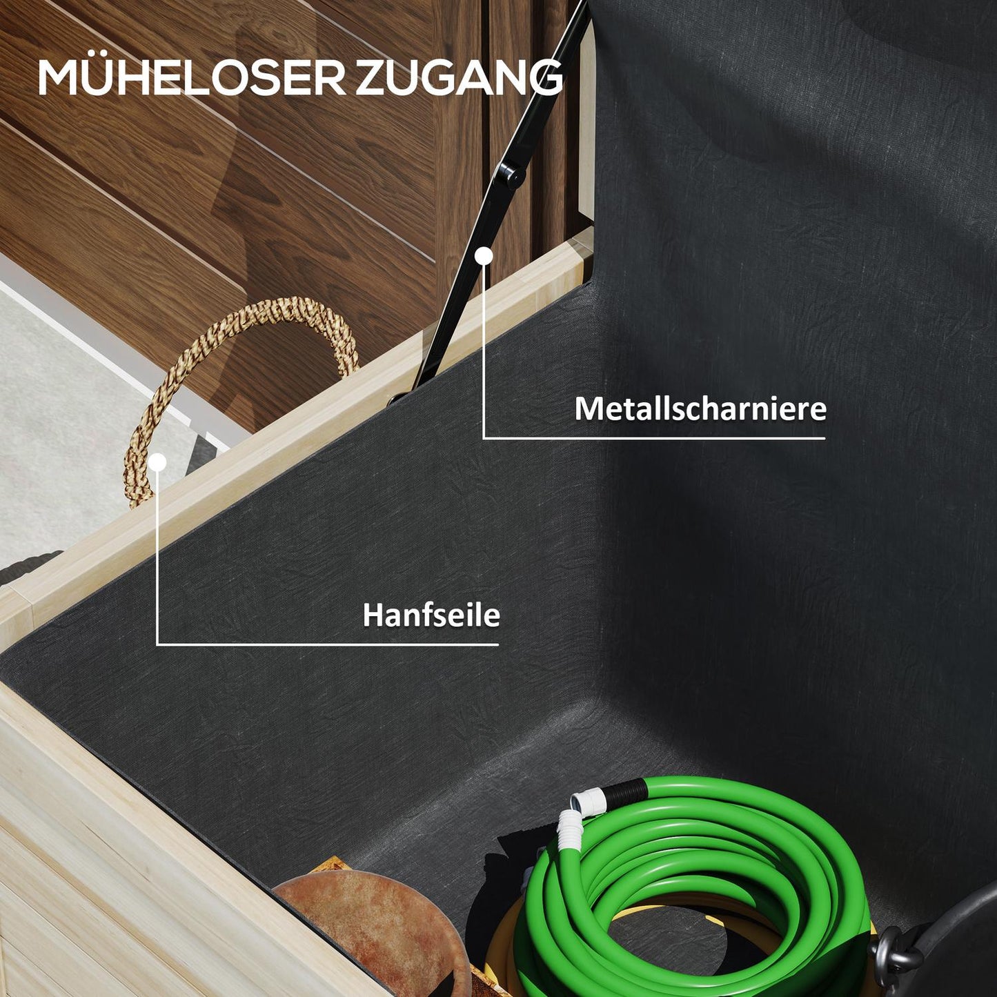Waterproof outdoor storage box 185L, Wood, UV resistant
