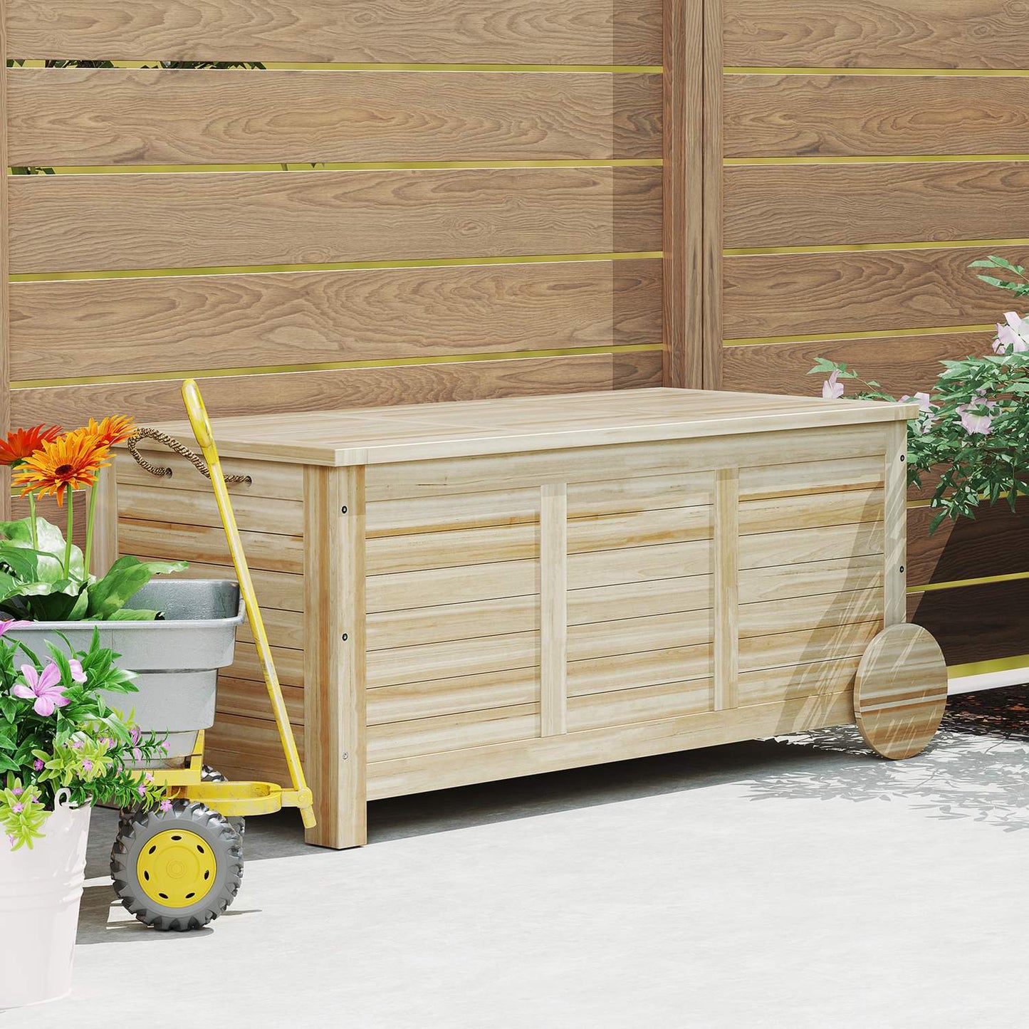 Waterproof outdoor storage box 185L, Wood, UV resistant