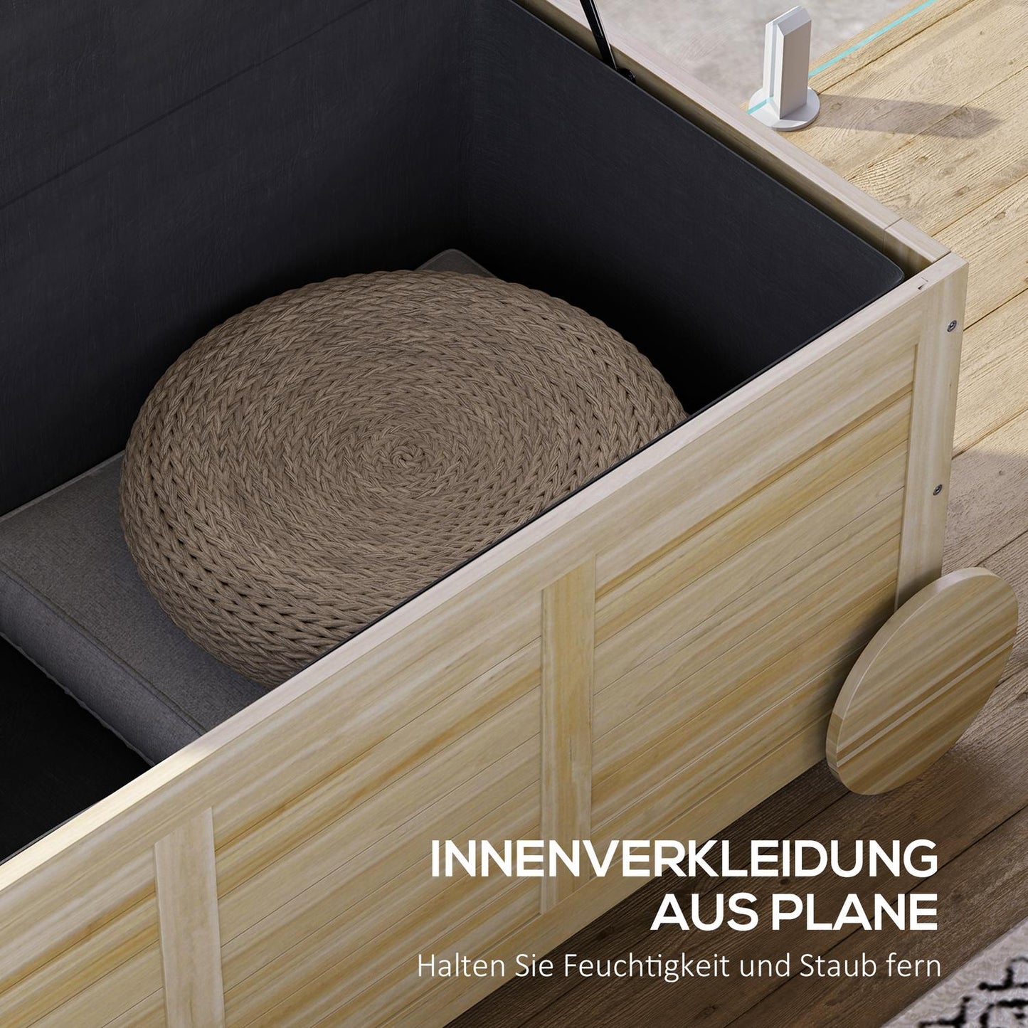Waterproof outdoor storage box 185L, Wood, UV resistant