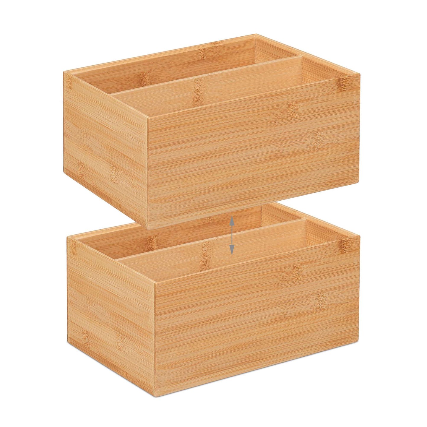 Storage box in bamboo 2 compartments