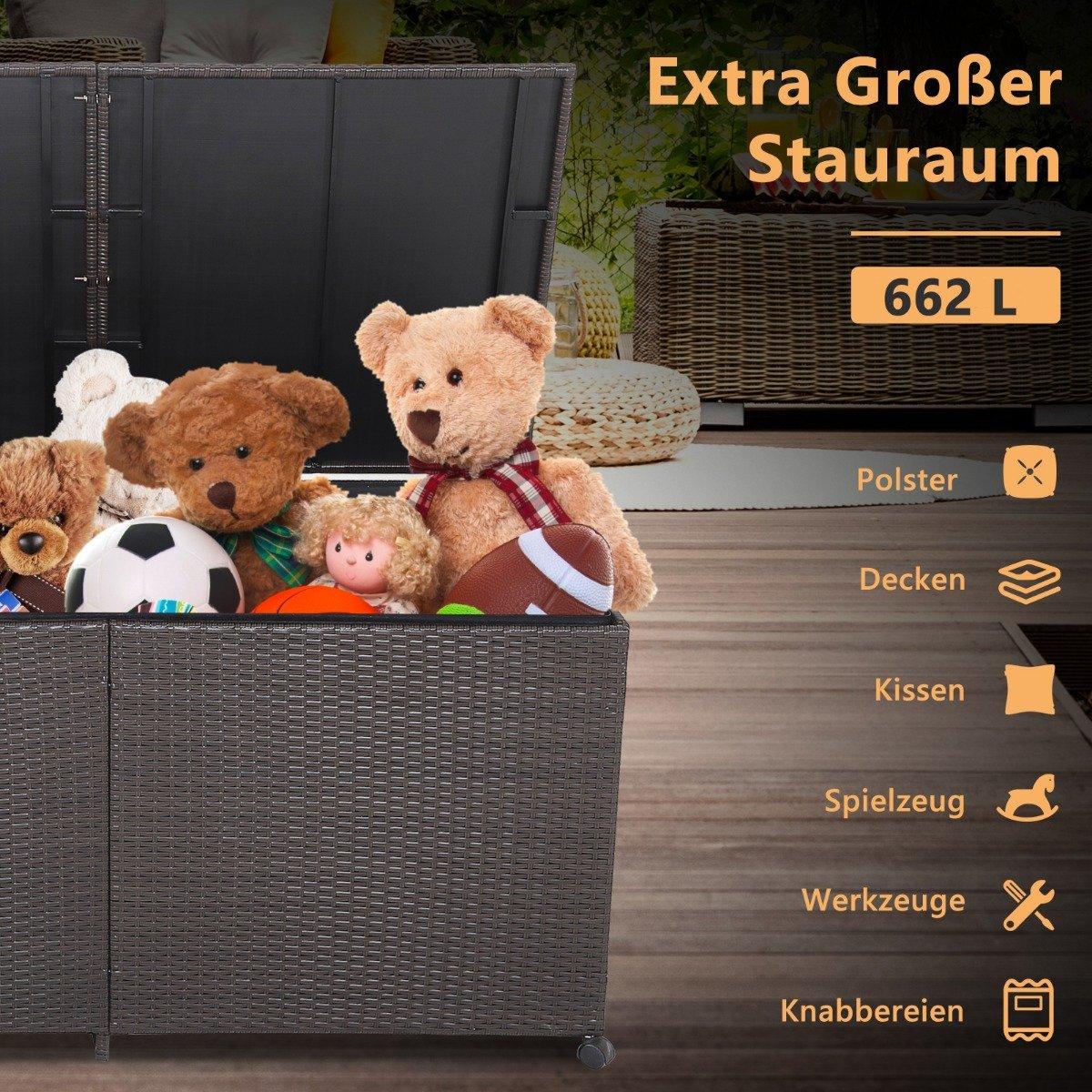 Storage box with 662 L capacity 150 x 77 x 73 cm