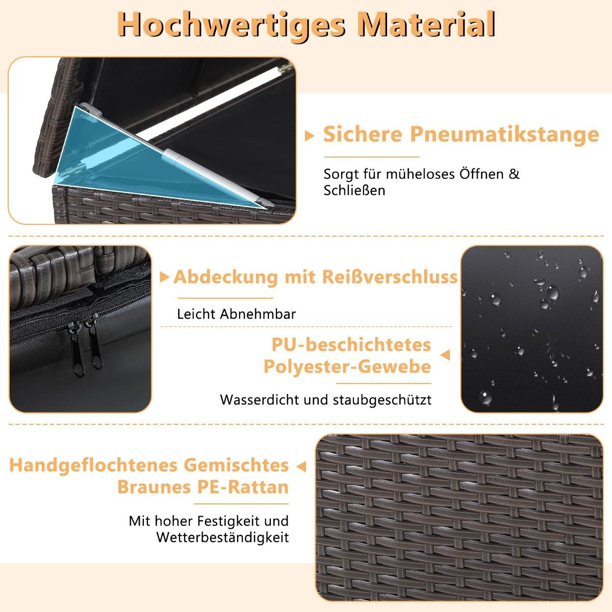 Storage box with 662 L capacity 150 x 77 x 73 cm
