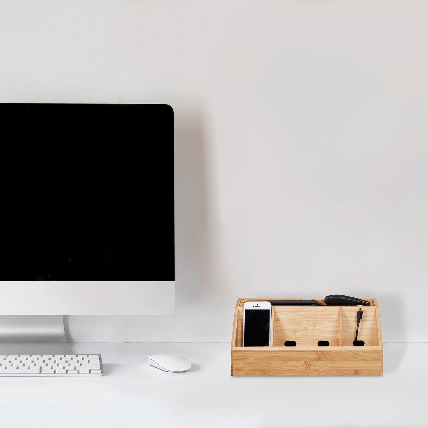 Storage charging station bamboo