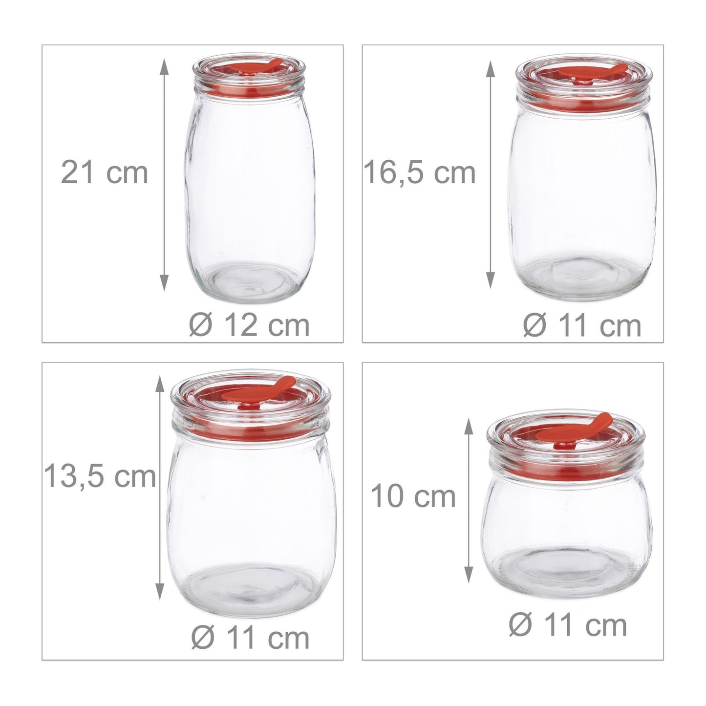 Storage jars with lids in sets of 4