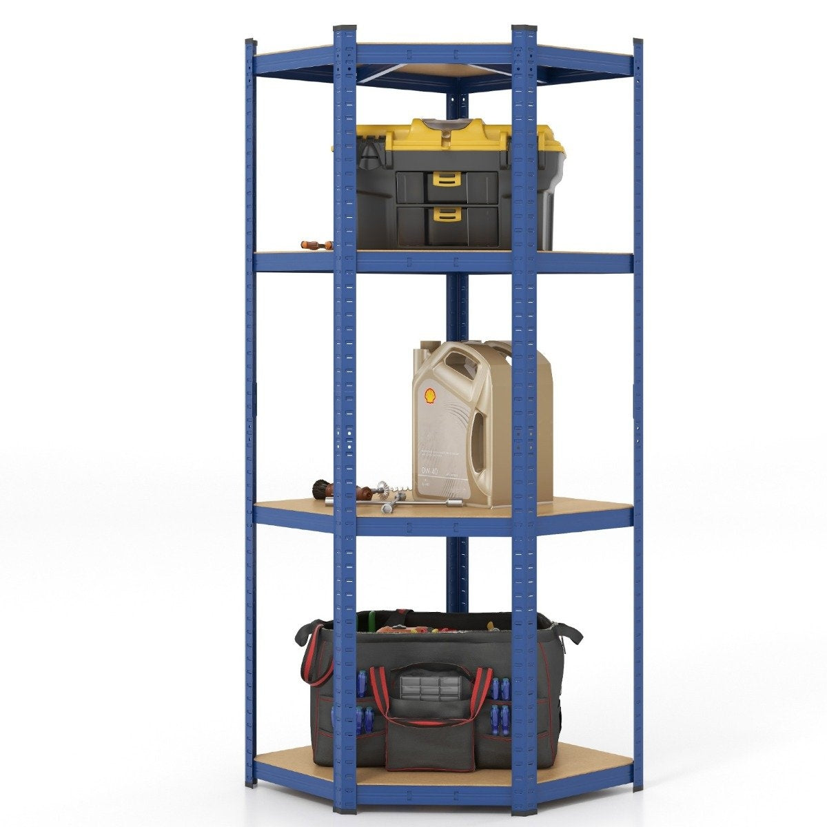 Storage shelf 70 x 70 x 180 cm heavy duty shelf with 4 adjustable shelves blue