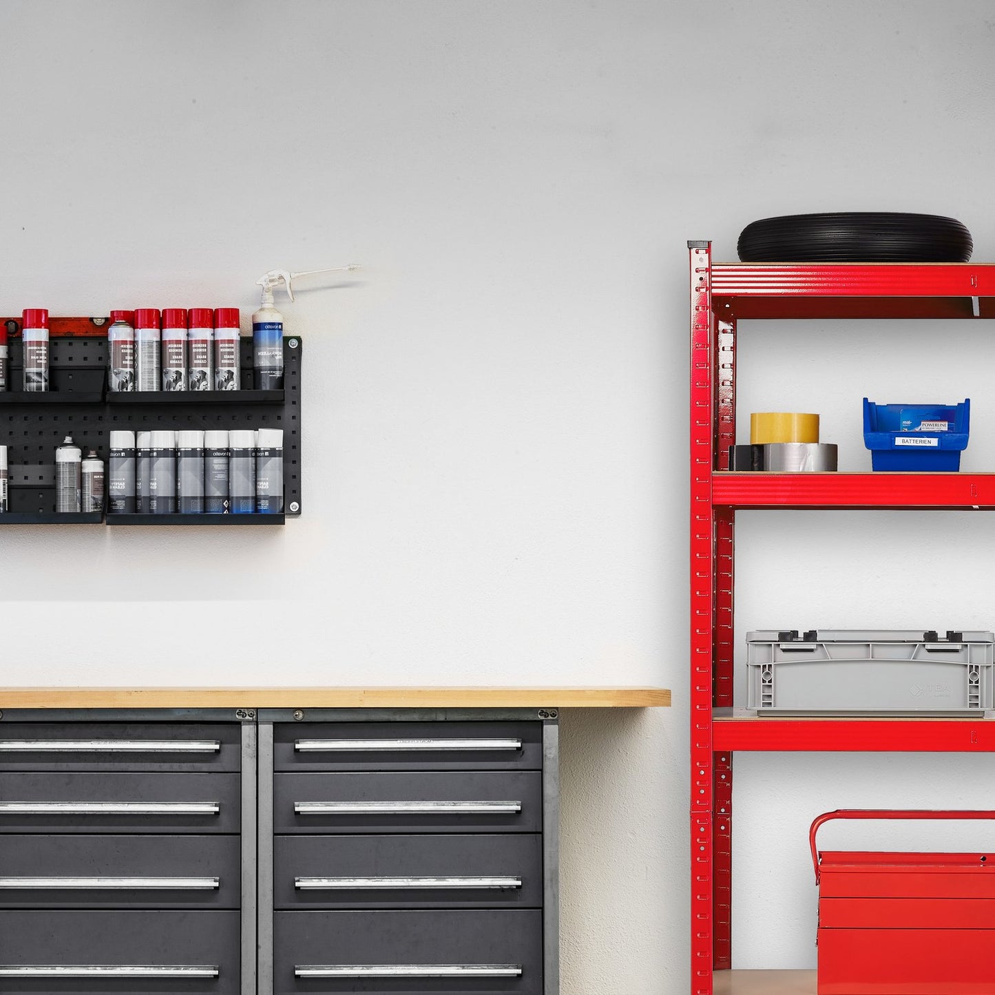 Storage shelf red