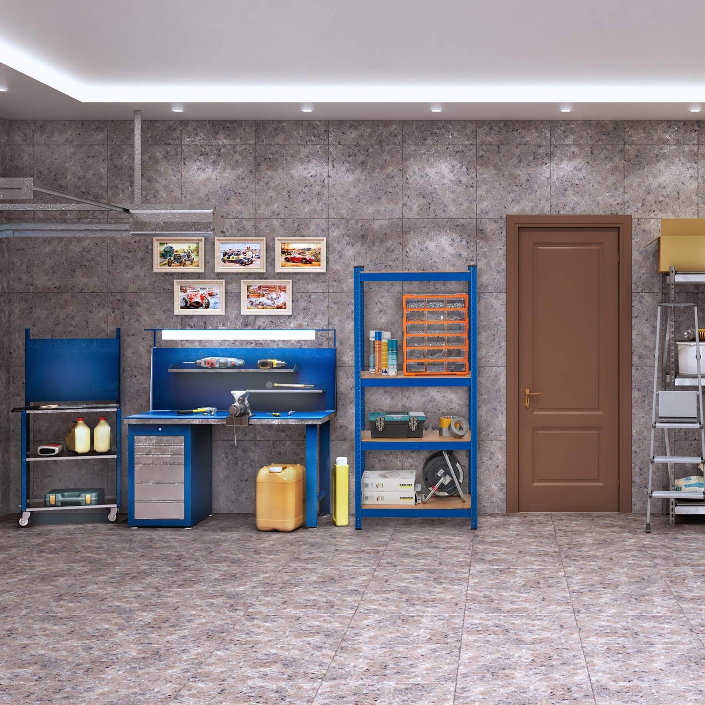 Storage shelf with 4 shelves