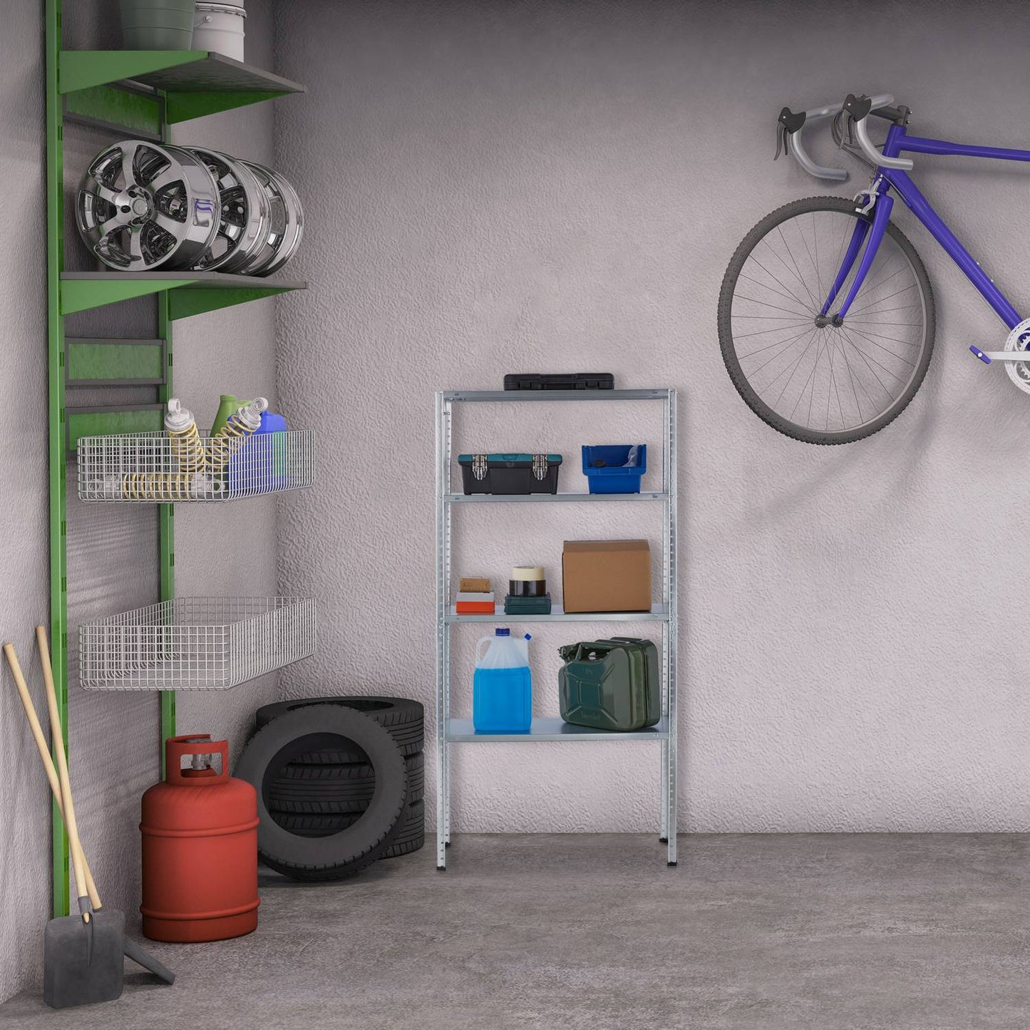 Storage shelf with 4 shelves