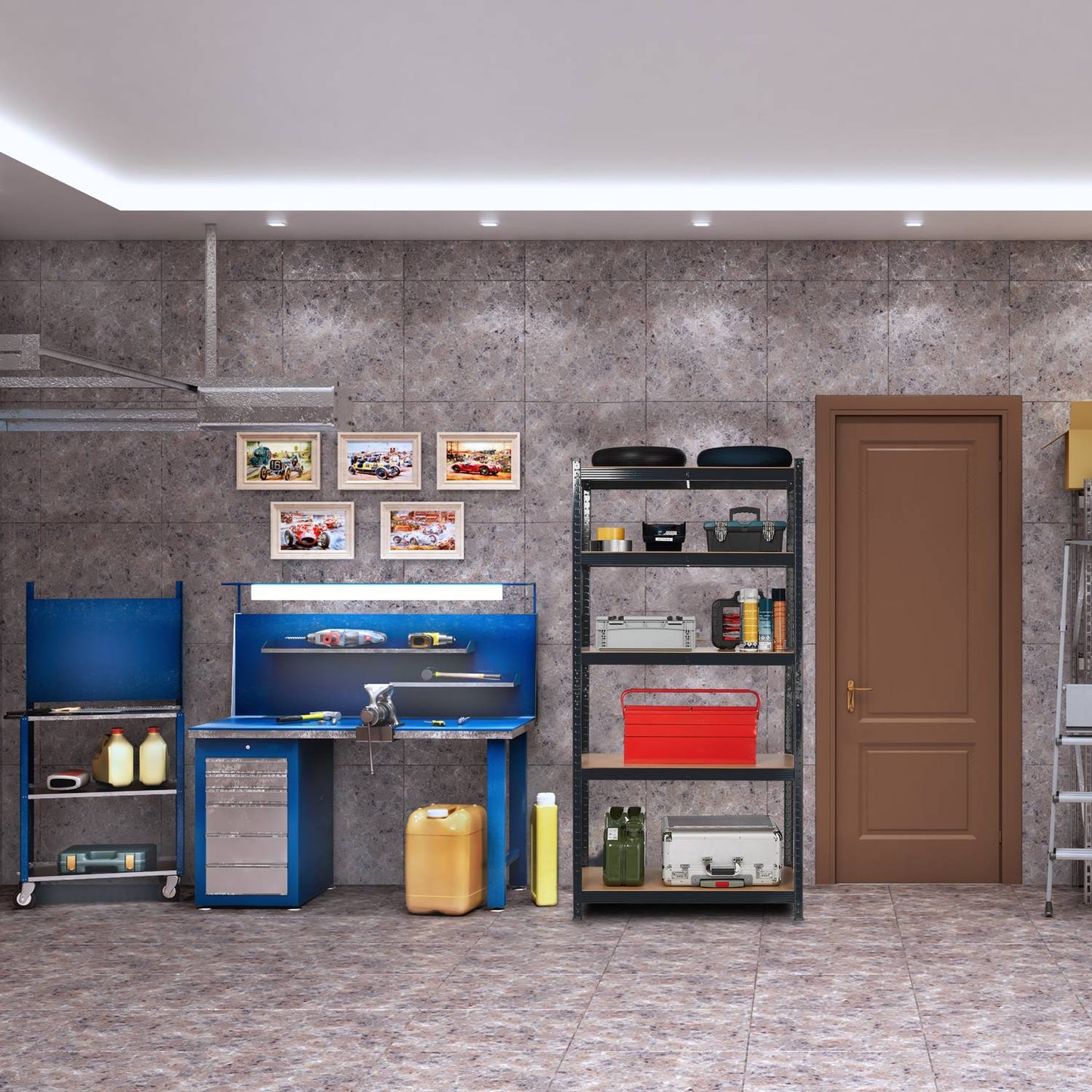 Storage shelf with 5 shelves