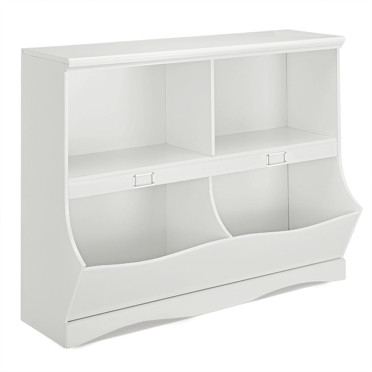 Storage shelf with containers toy shelf for children 105.5 x 39.5 x 84 cm white
