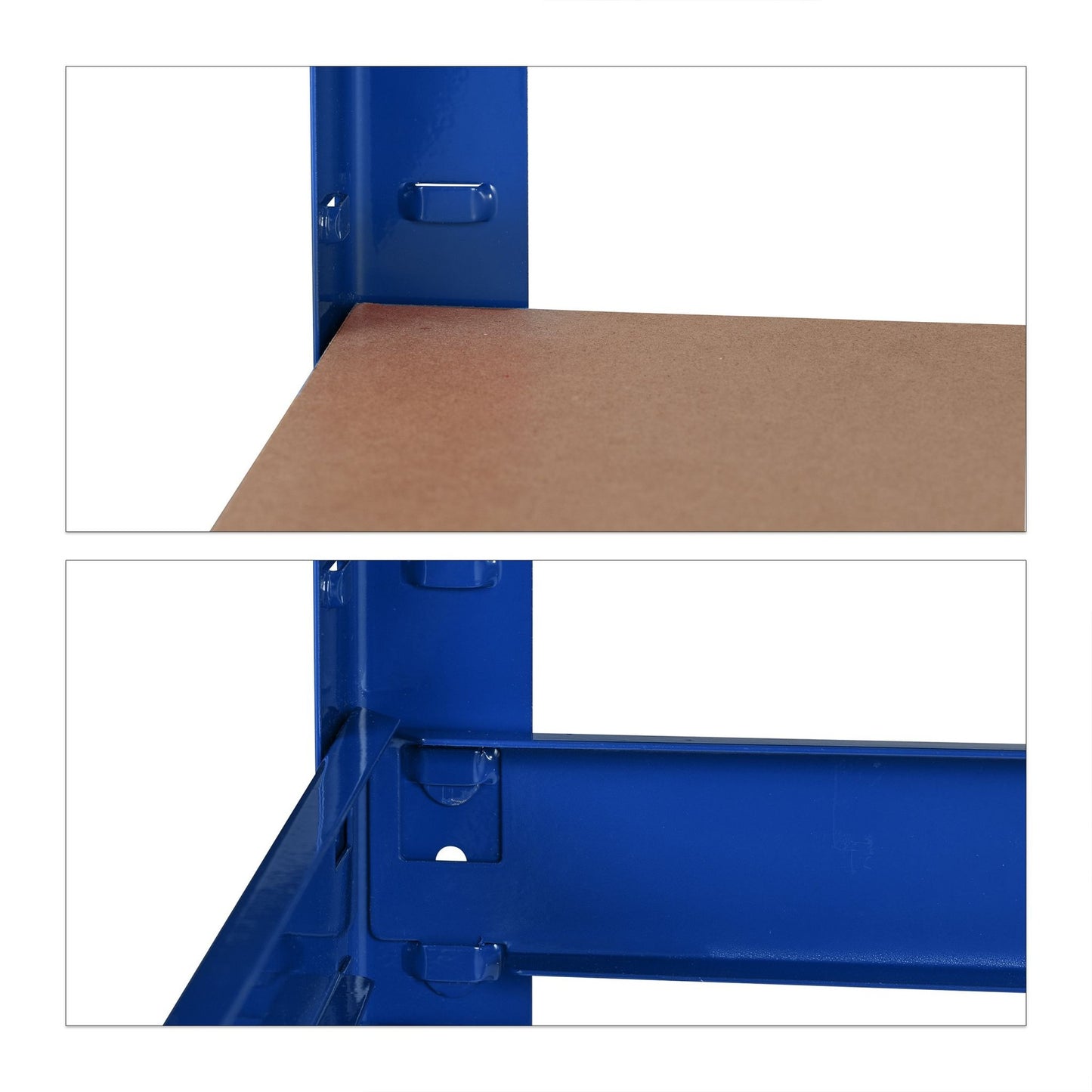 Storage shelf with workbench blue