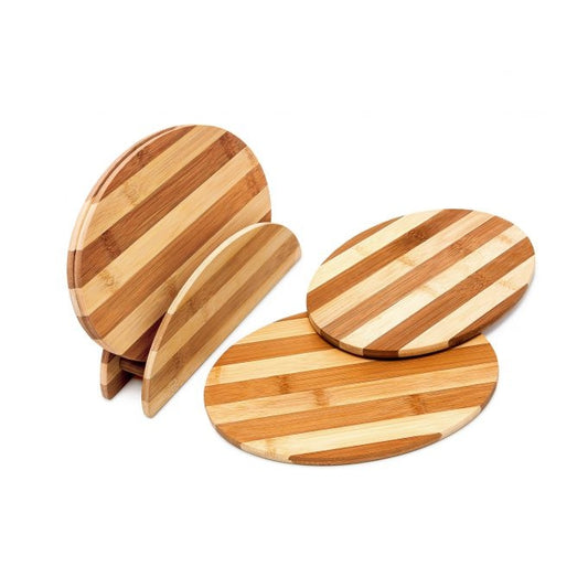 Striped bamboo breakfast board