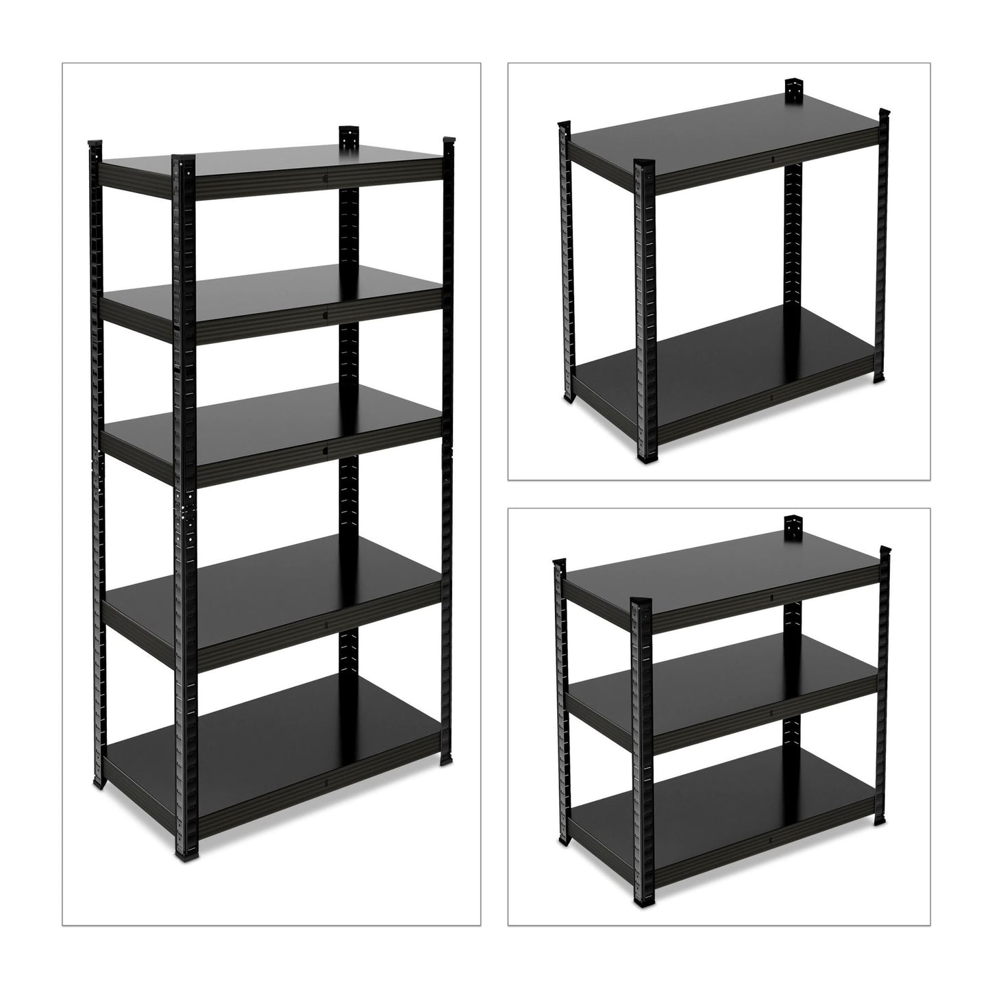 Strong shelves in metal black 5 levels