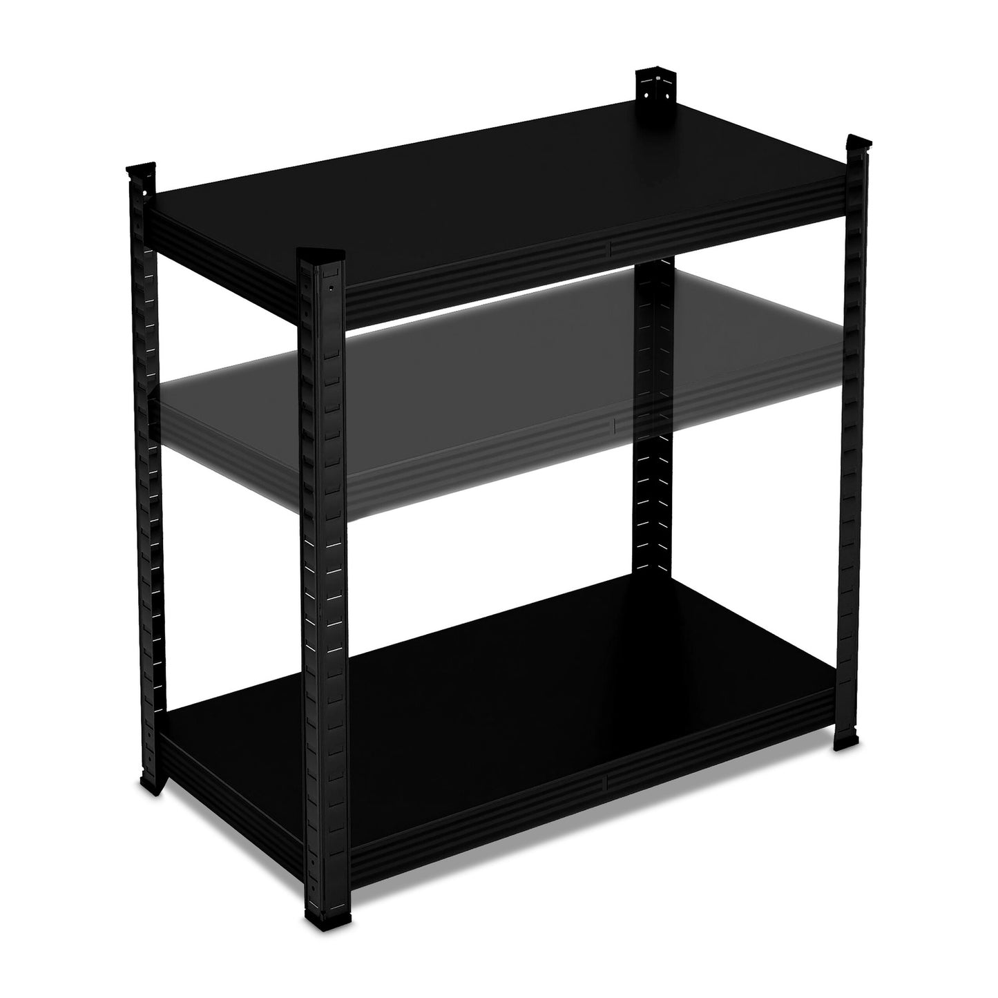 Strong shelves in metal black 5 levels