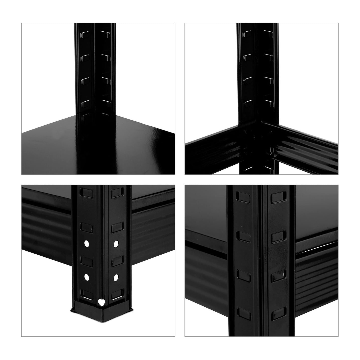 Strong shelves in metal black 5 levels