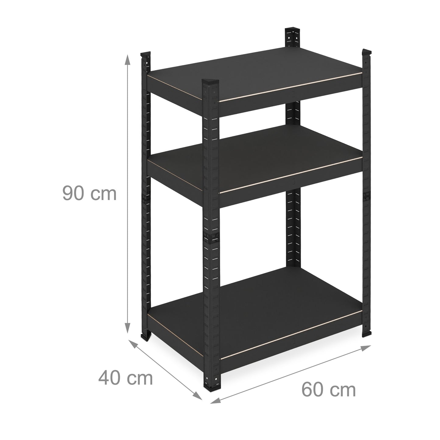 Strong shelves with 3 levels