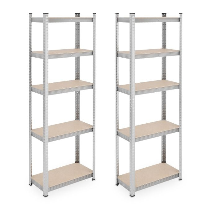 Strong shelves with 5 levels, set of 2