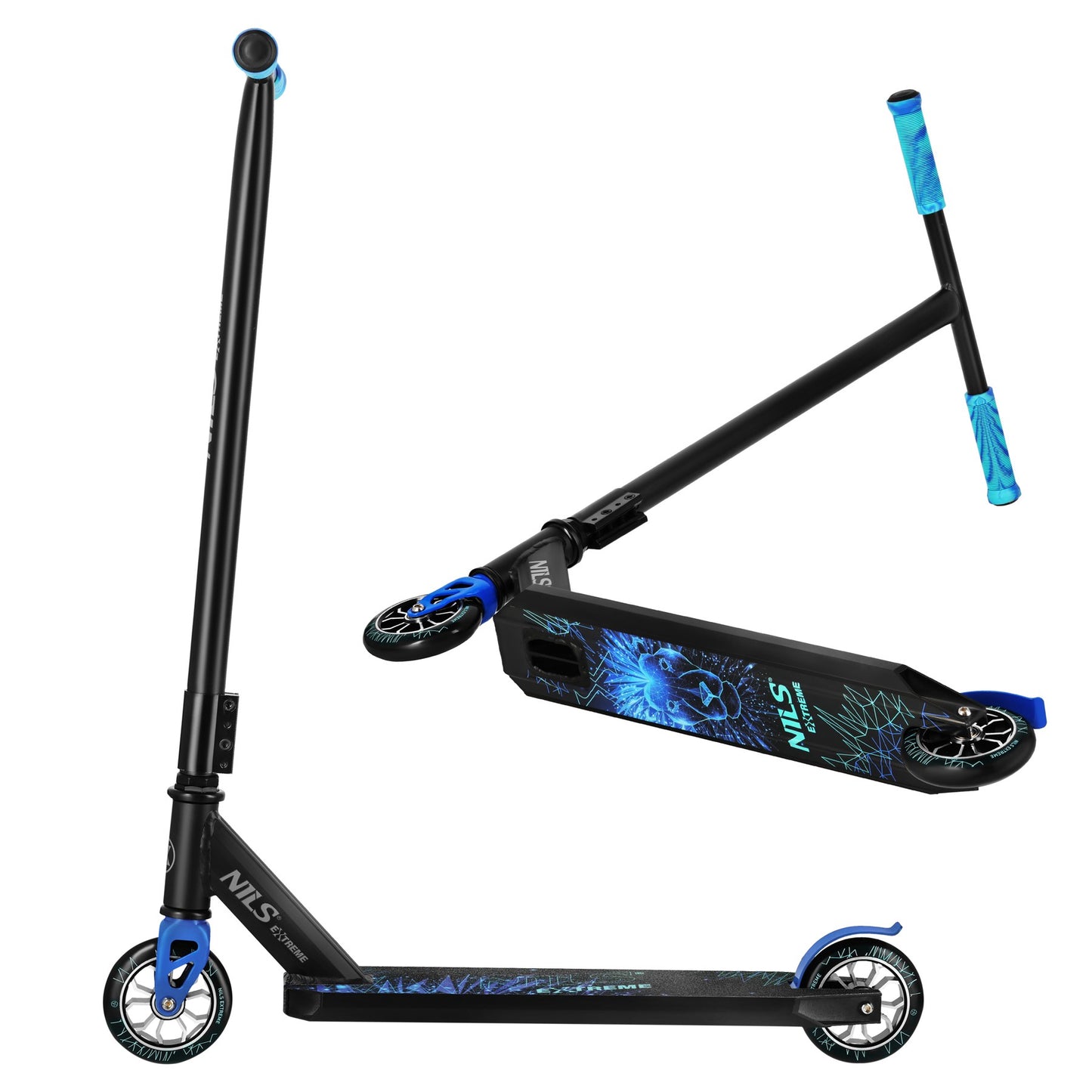 Stunt Scooter, 110mm PU Wheels, ABEC-7, Blue Lion Graphic