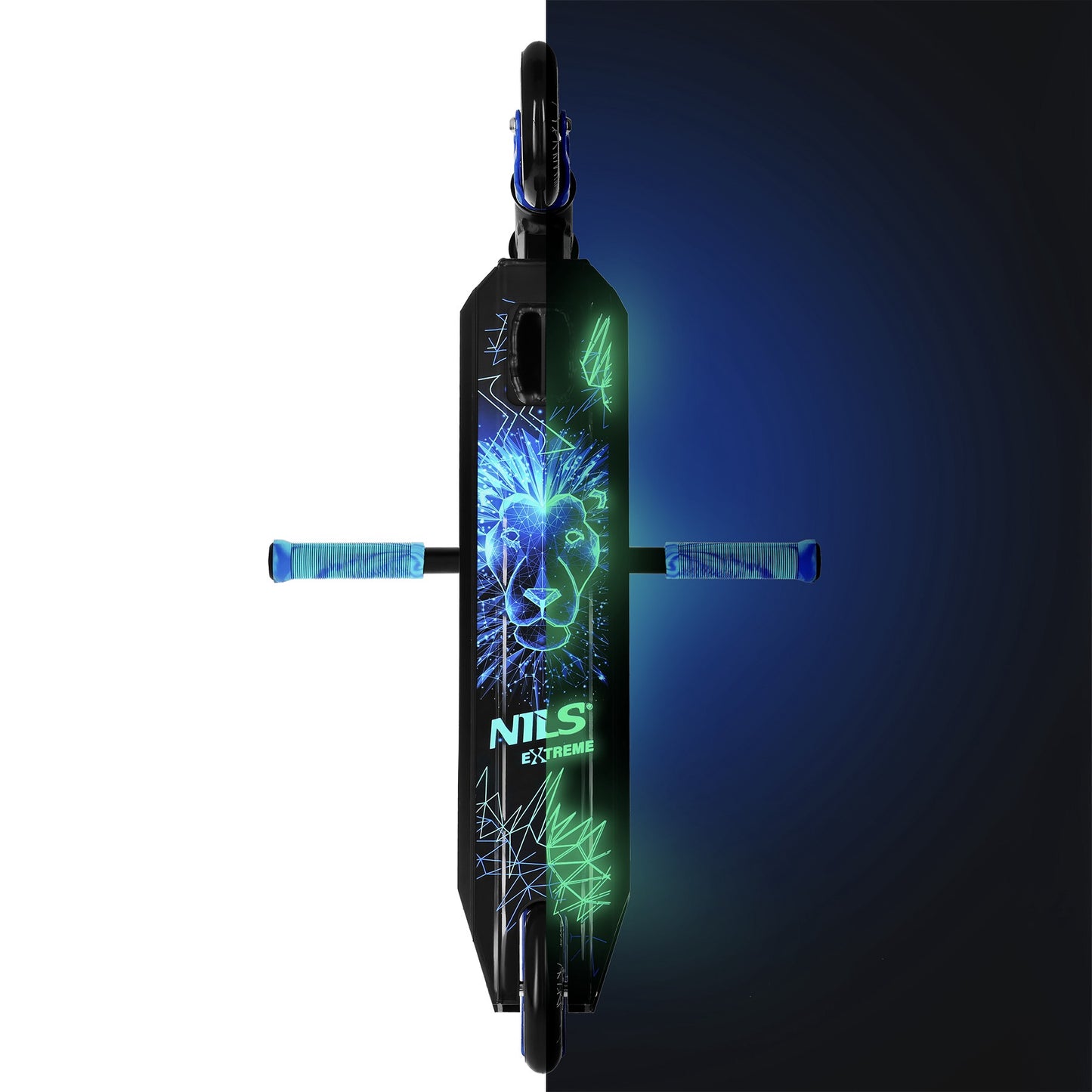Stunt Scooter, 110mm PU Wheels, ABEC-7, Blue Lion Graphic