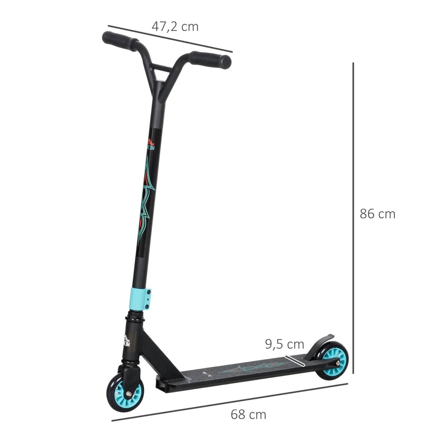 Stunt scooter with ABEC 9 bearings & 100mm wheels, ages 14+
