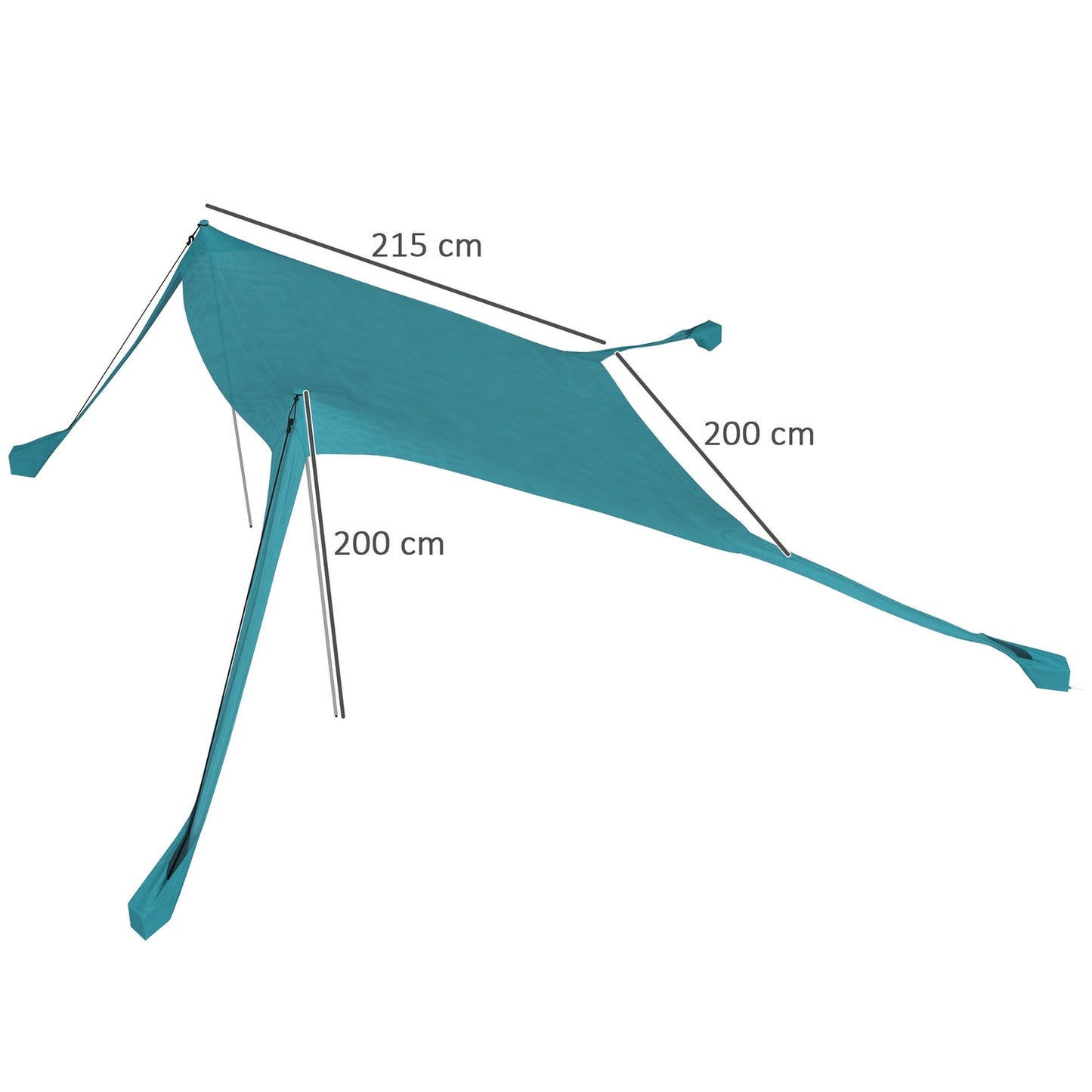 Waterproof sunshade with UV protection, 2.15x2x2M sky blue