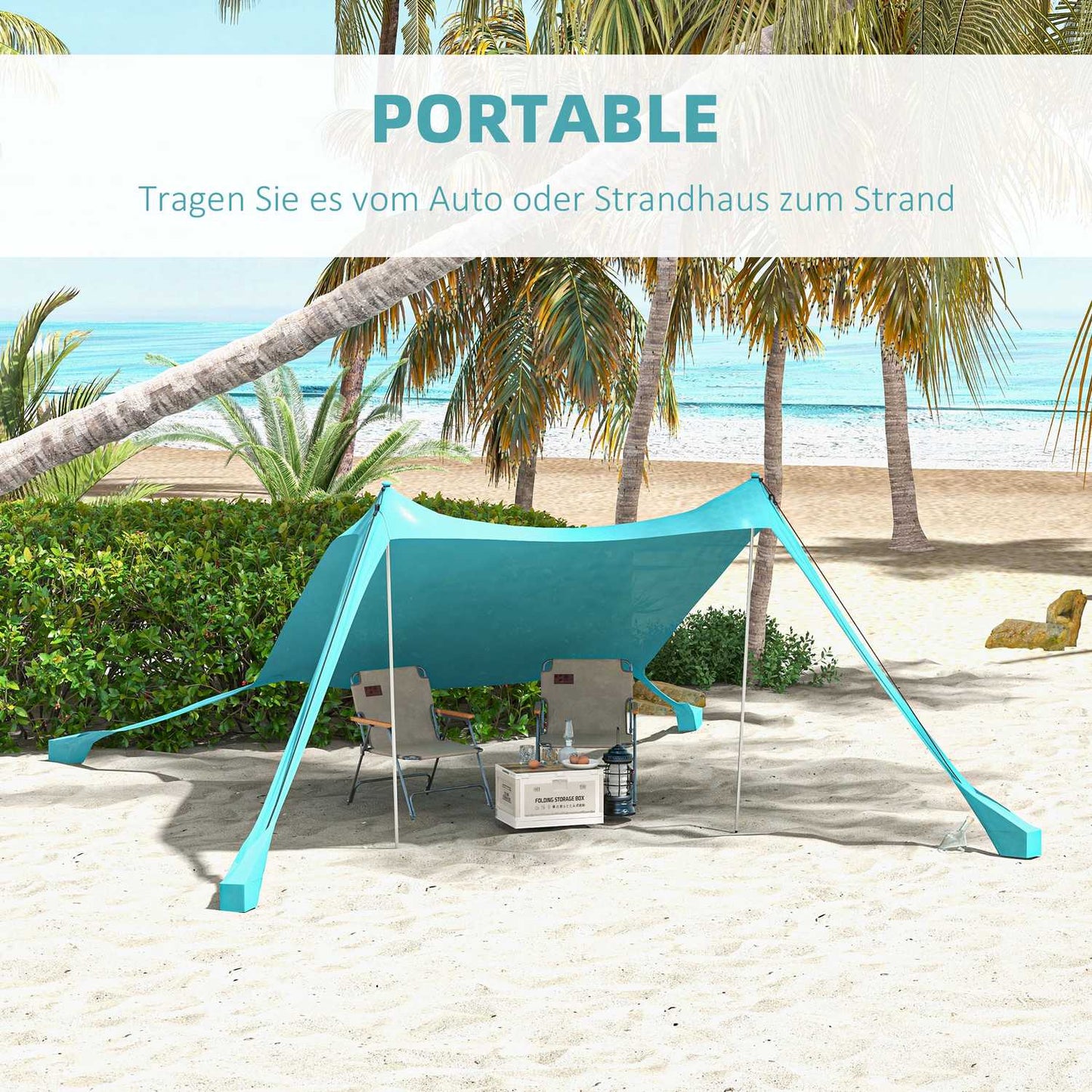 Waterproof sunshade with UV protection, 2.15x2x2M sky blue