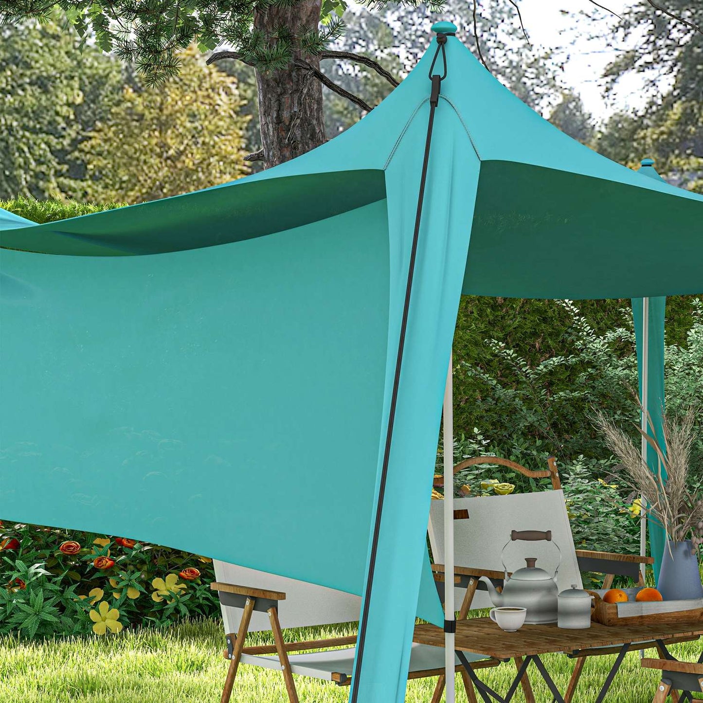 Waterproof sunroof awning, 3x3x2M With steel rods
