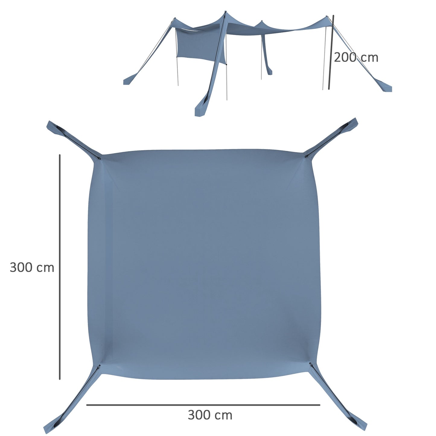 Waterproof Screen Awning, Steel Poles, Bag - Blue