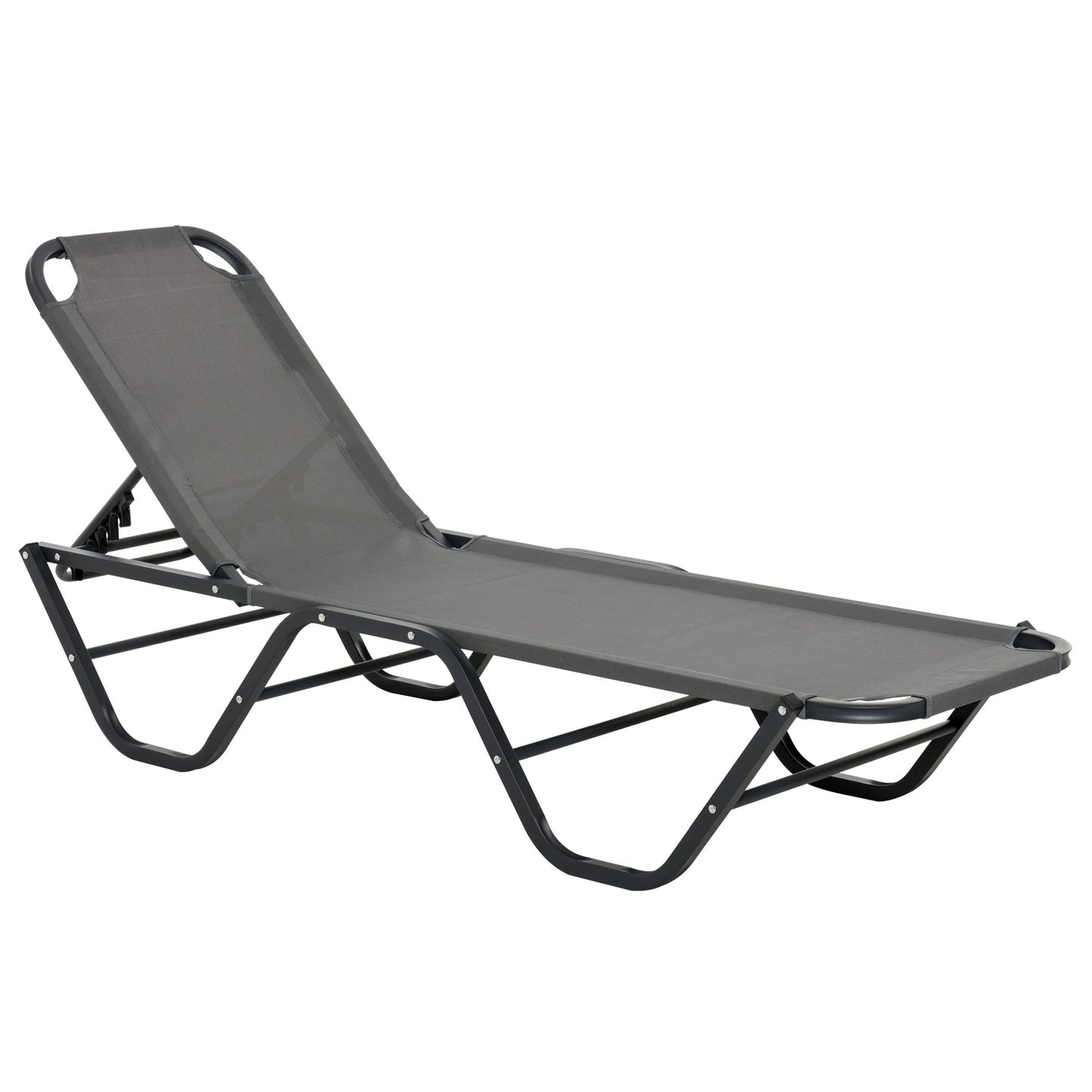 Sun lounger in aluminium, 5-level adjustable, grey/black