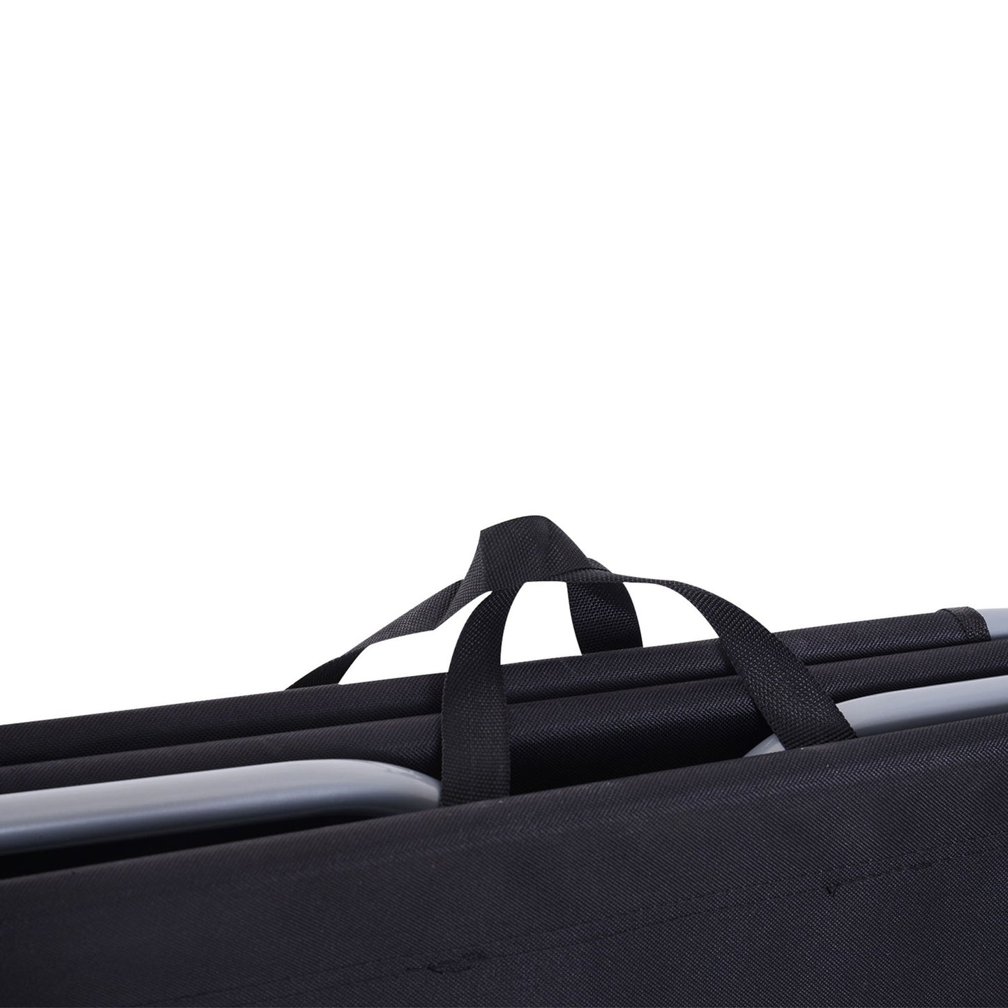 Folding camping sun lounger with adjustable backrest, black